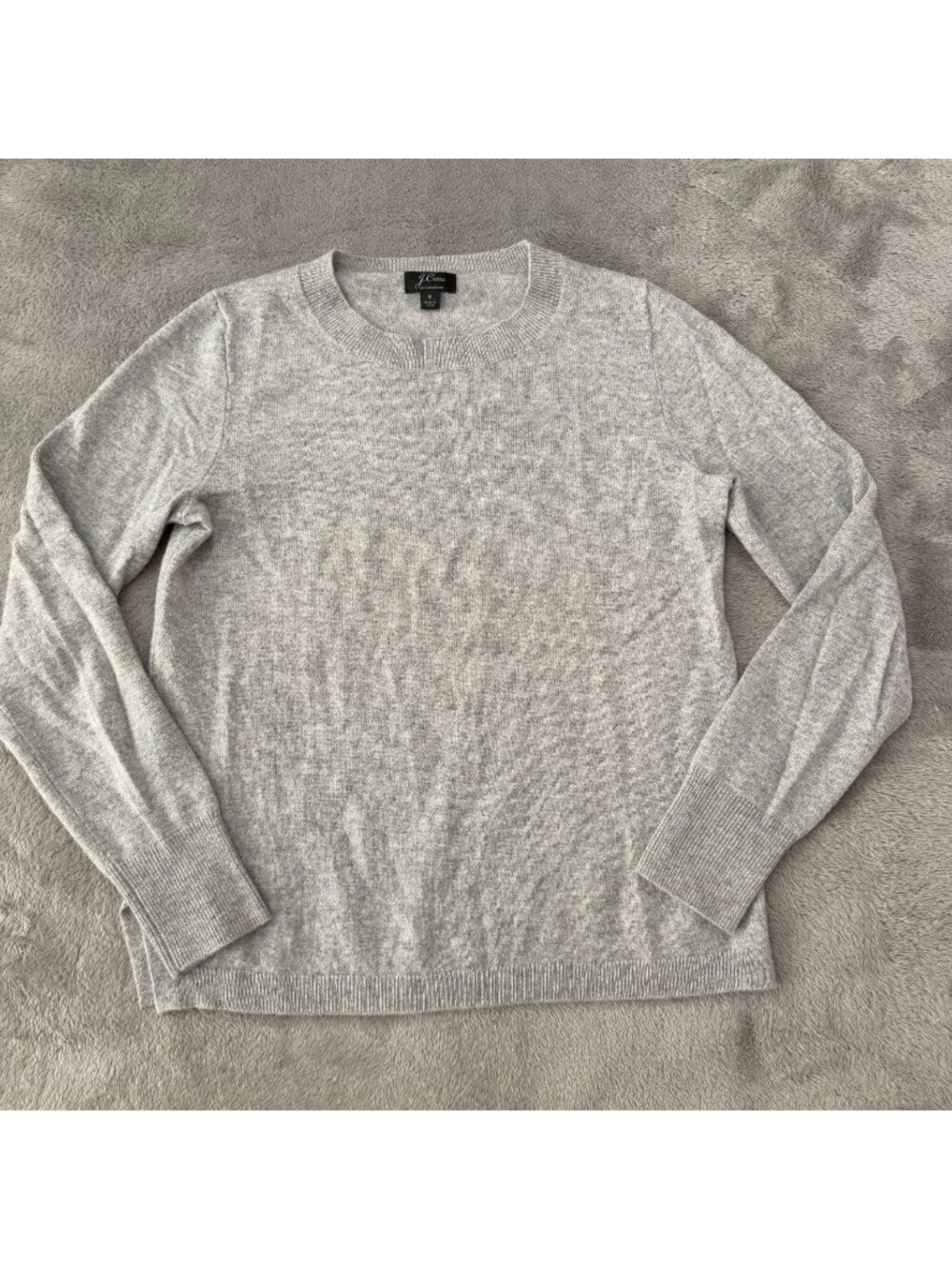 J Crew 100% Cashmere Gray Crew Neck Sweater Womens SMALL